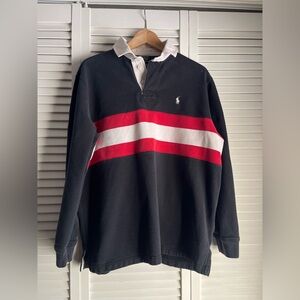 Polo by Ralph Lauren Black Shirt Rugby with White Collar